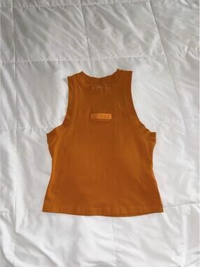 GUESS Logo Sleeveless Tank Top Small Orange